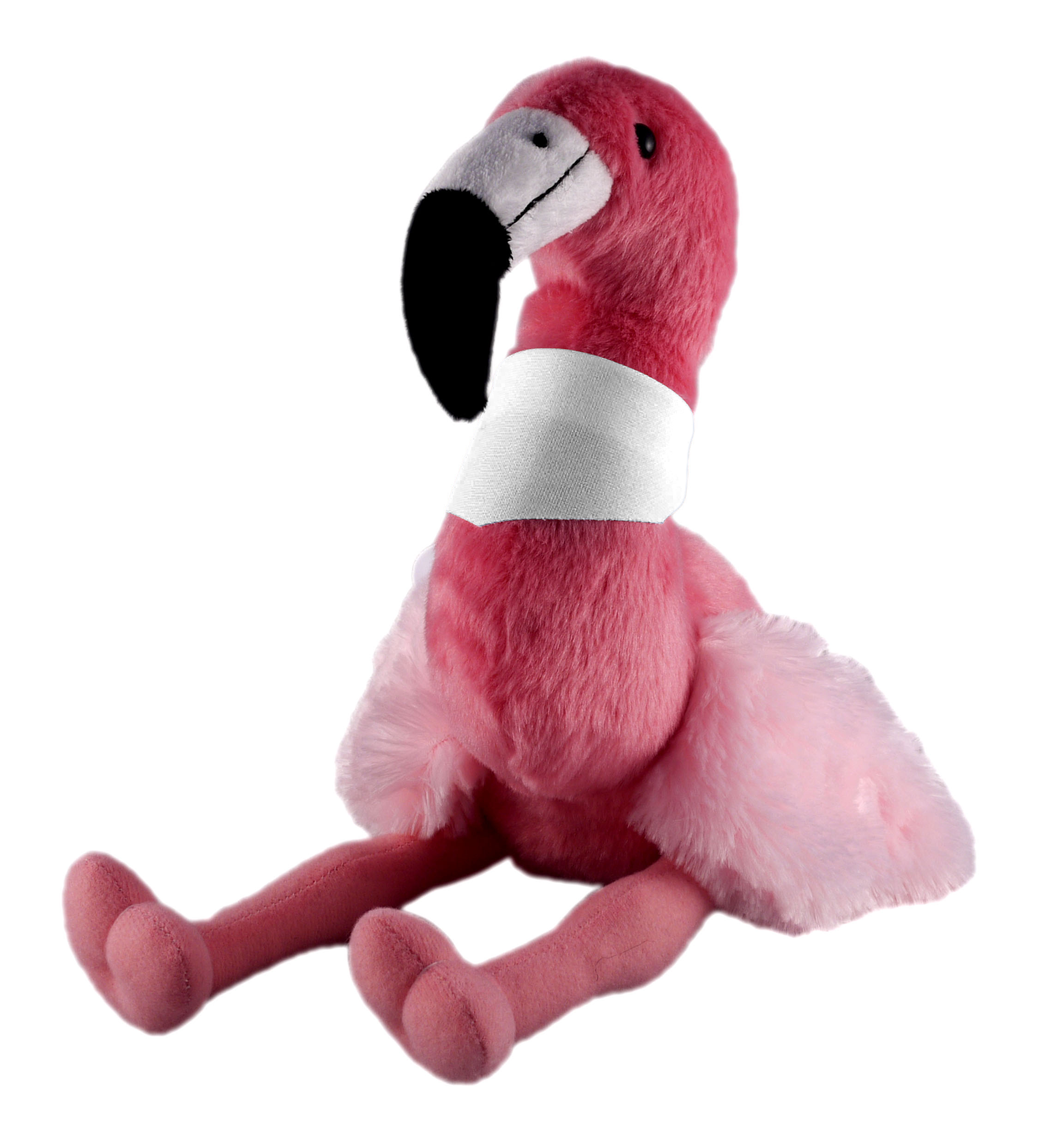 Soft Plush Sitting Flamingo wearing a Bandana 4