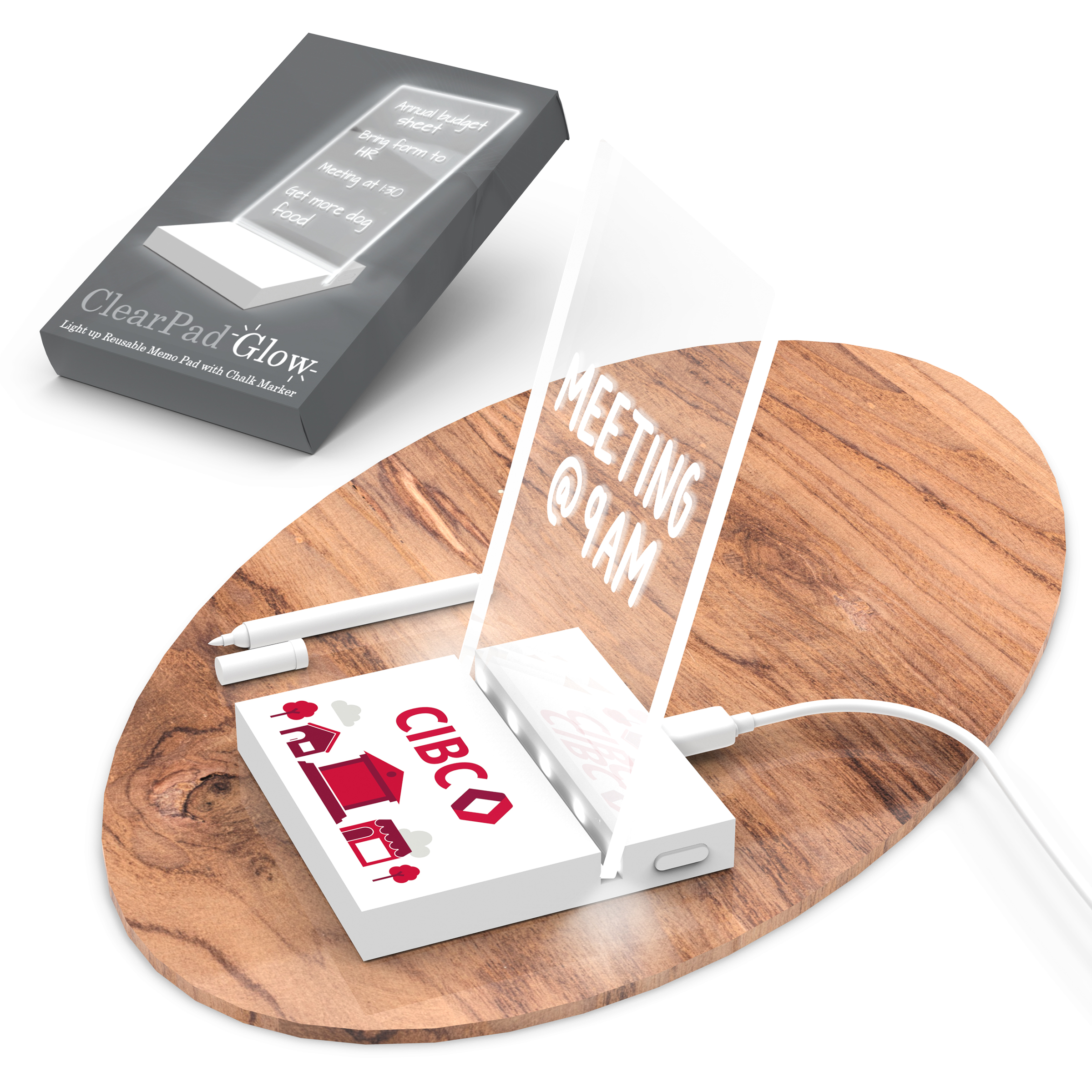 ClearPad Glow : Transparent memo pad with glow-up base 1