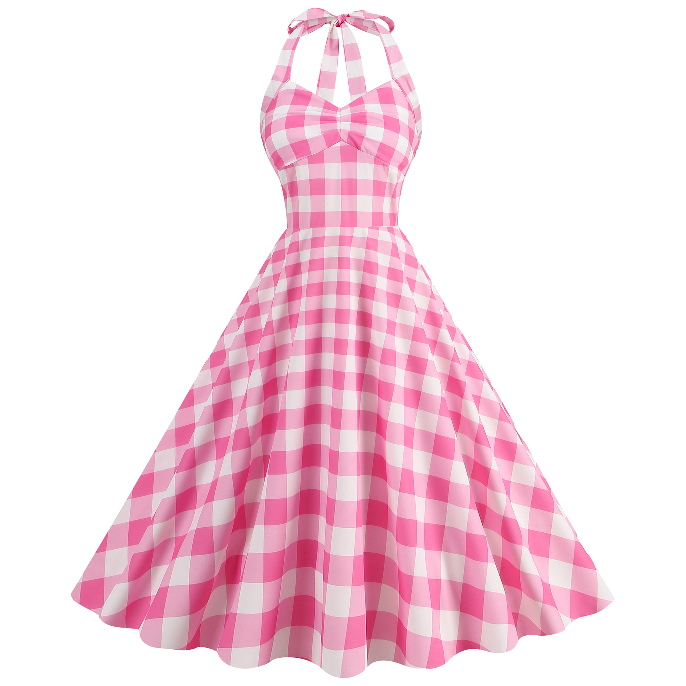 Polyester High Waisted Waist Cinched Neck Hanging Dress 3