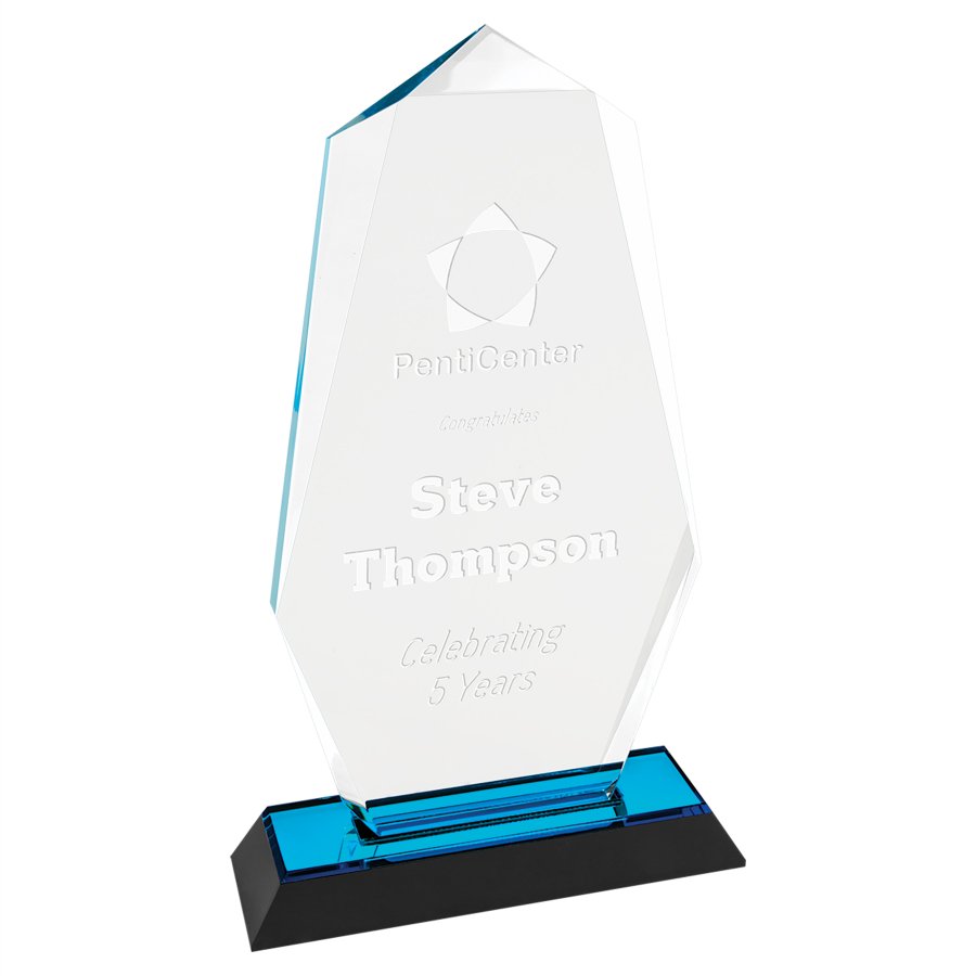 5" x 9" Blue Octagon Point Impress Acrylic Award
