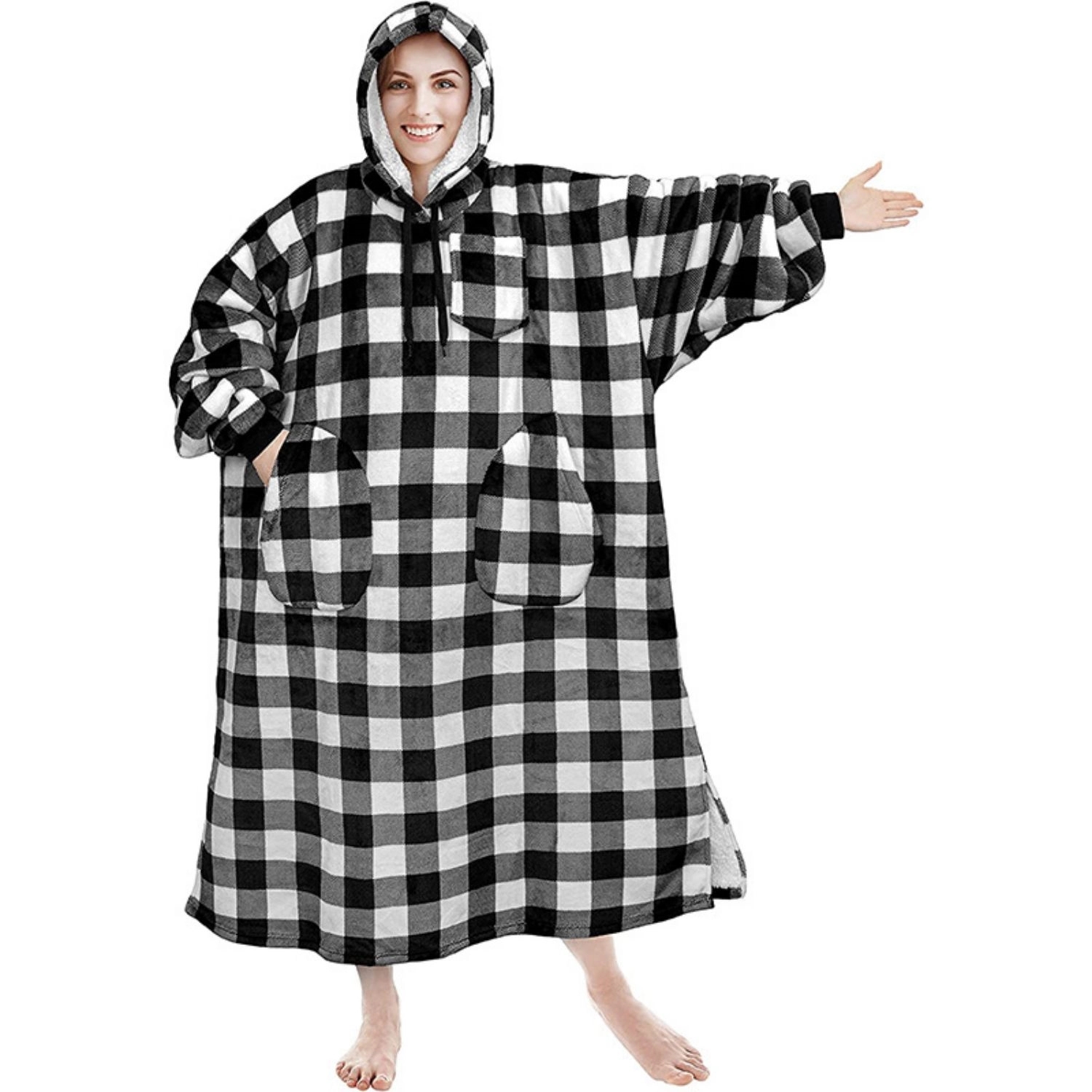 Oversized Microfiber & Sherpa Wearable Blanket 4