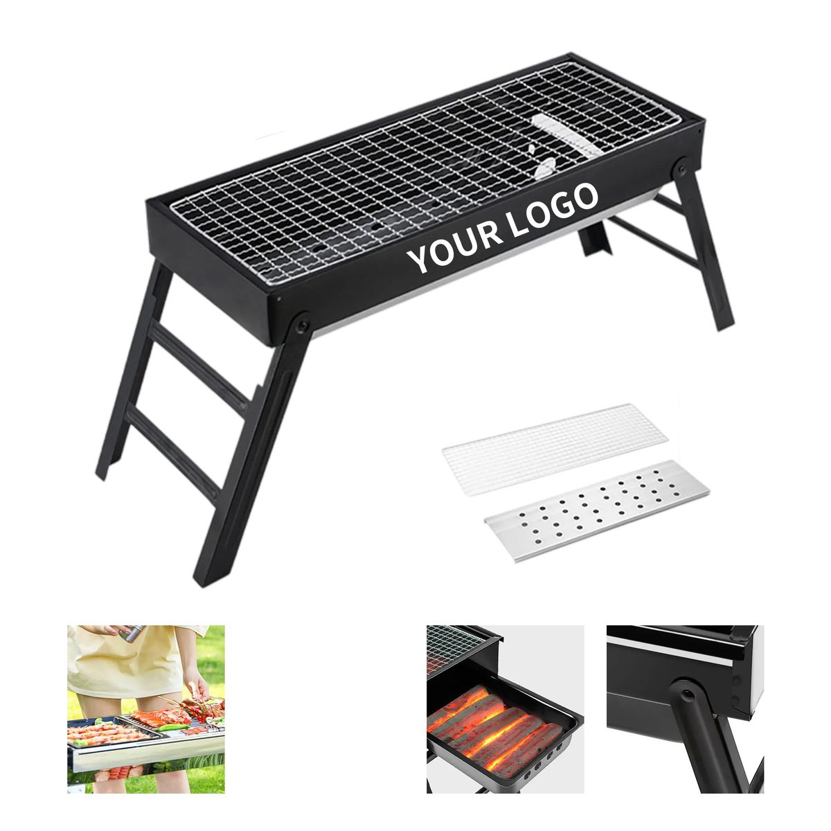 Compact Steel Charcoal Grill with Foldable Design 4