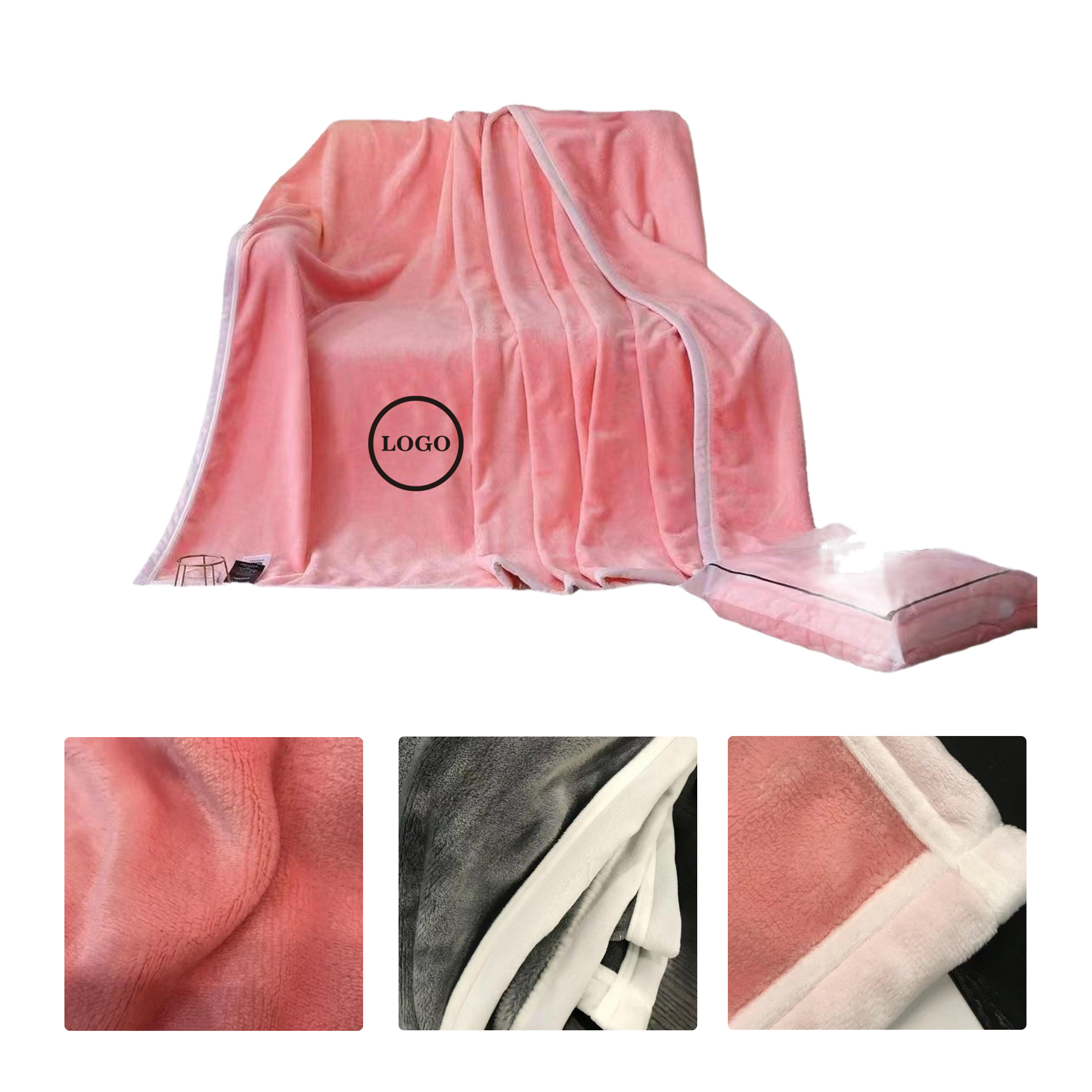 MOQ50 Embroidered Flannel Blanket for Home & Office 1
