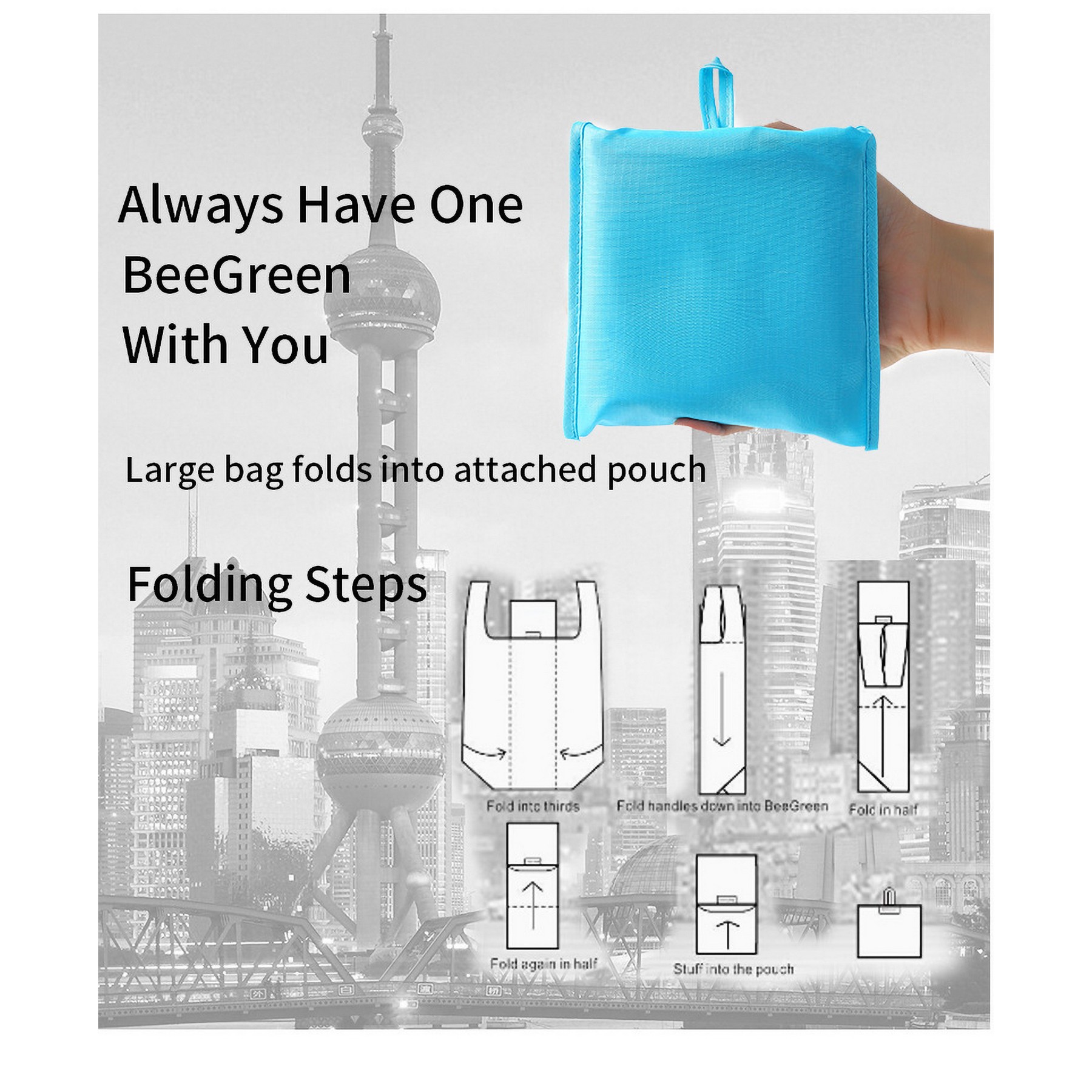 Reusable Shopping Bags Foldable Nylon Tote Bags 6