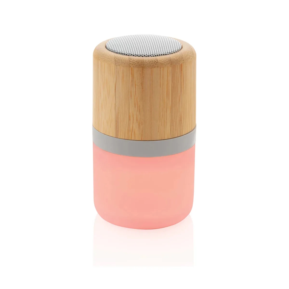 Round Bamboo Colour Changing Mini BT Speaker 4