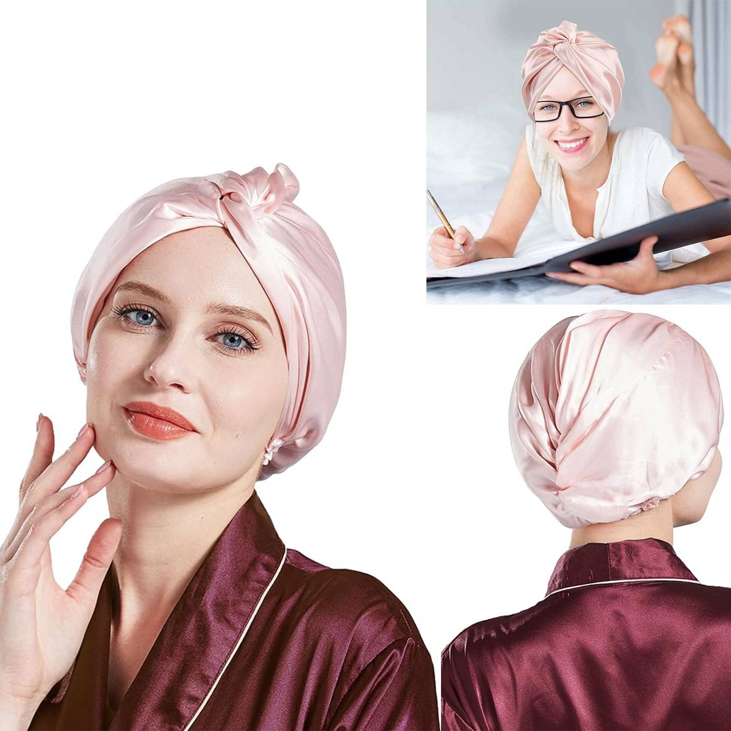 Smooth Stretch Satin Sleep Cap for Women Hair Care 6