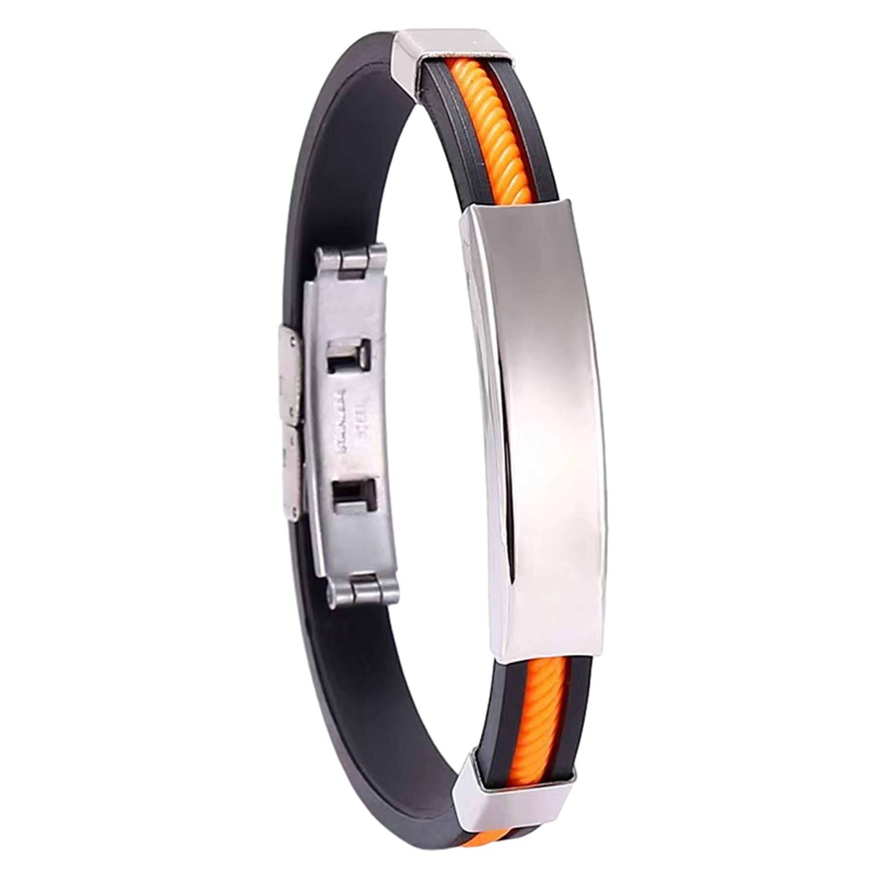 Customizable Engraving Stainless Steel Silicone Bracelets 3