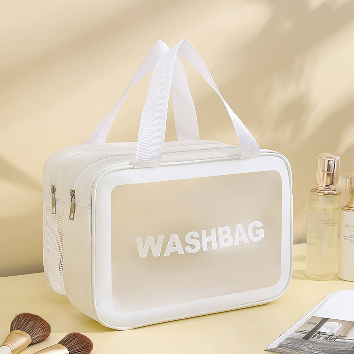 Waterproof Frosted PVC Toiletry Bag w/ Double Layer Design 5
