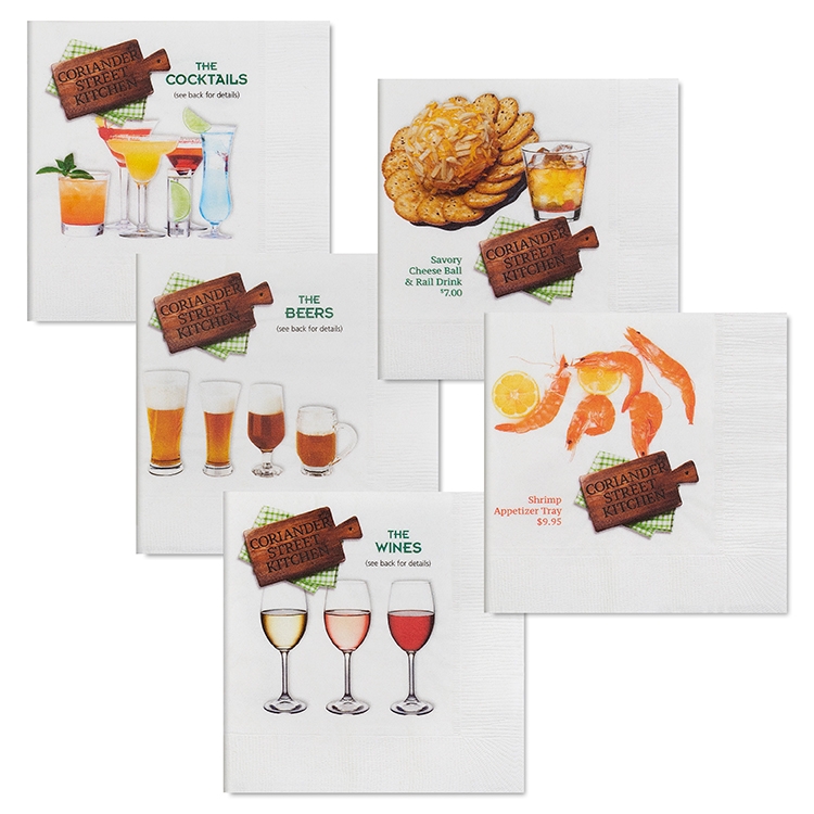 2-Ply, White, Digital Full Color Facial-grade Beverage Napkin 2