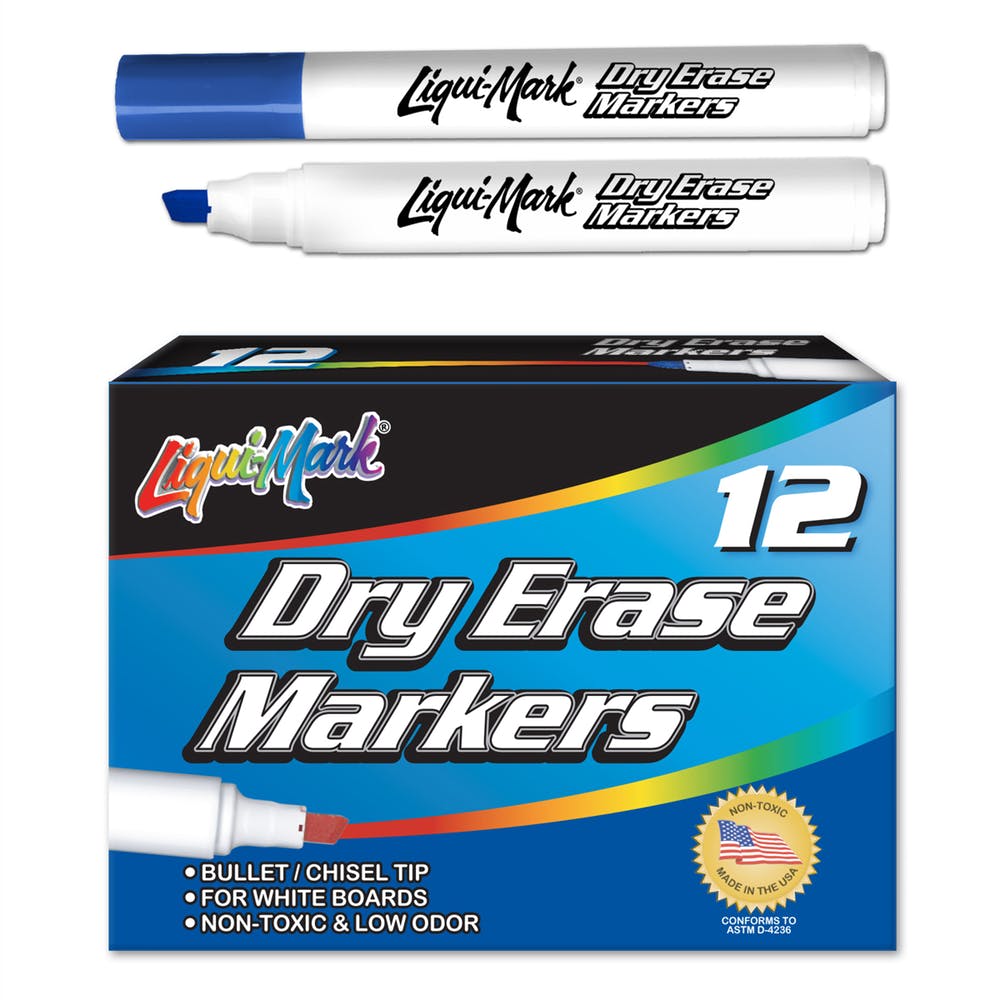 Chisel Tip Dry Erase Markers - Blue Low Odor 3