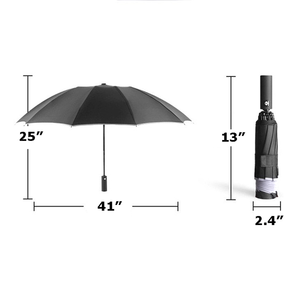 Inverted Reverse Umbrella with Reflective Strip Flashlight 7