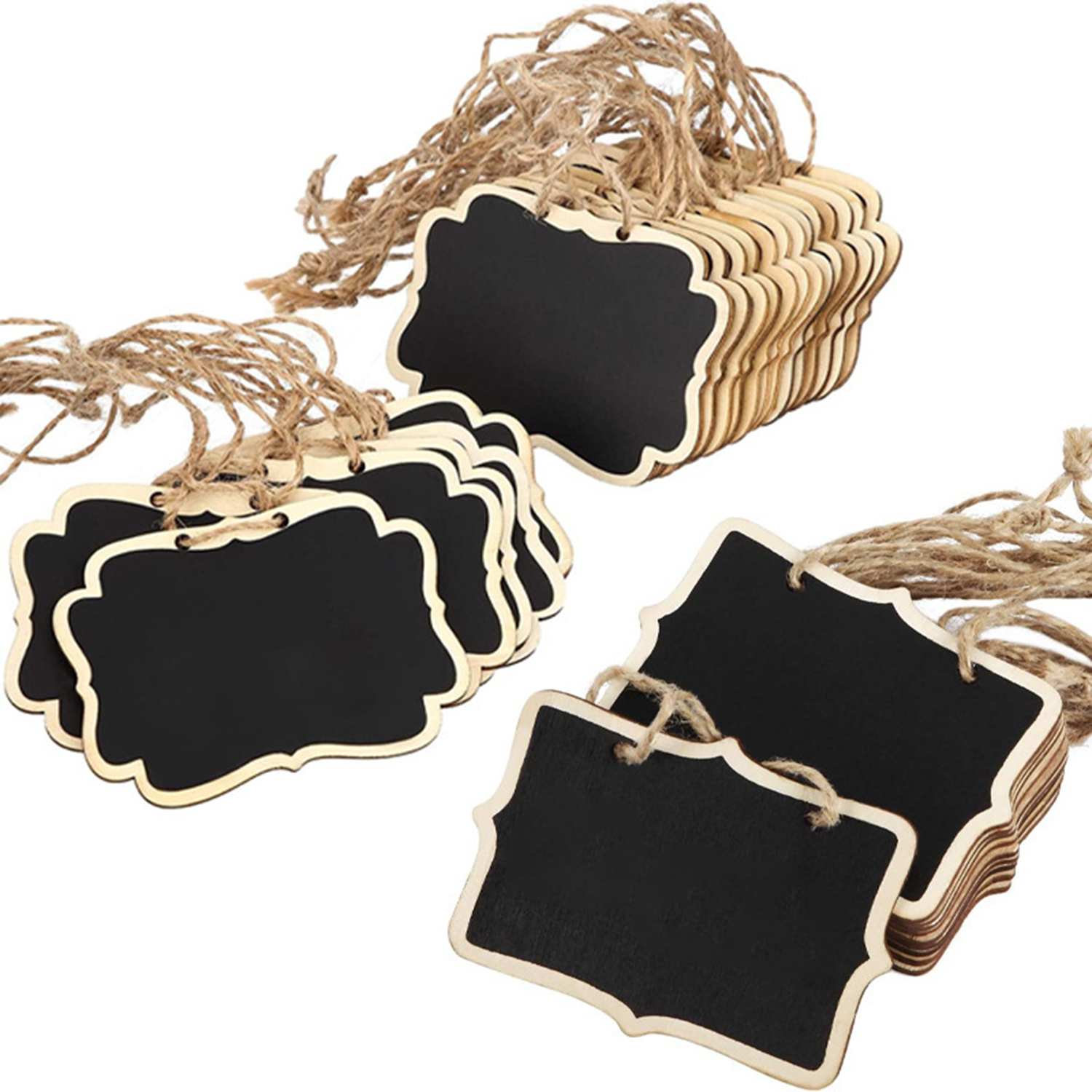 Mini Wooden Chalkboard Hanging Tag w/ String 4