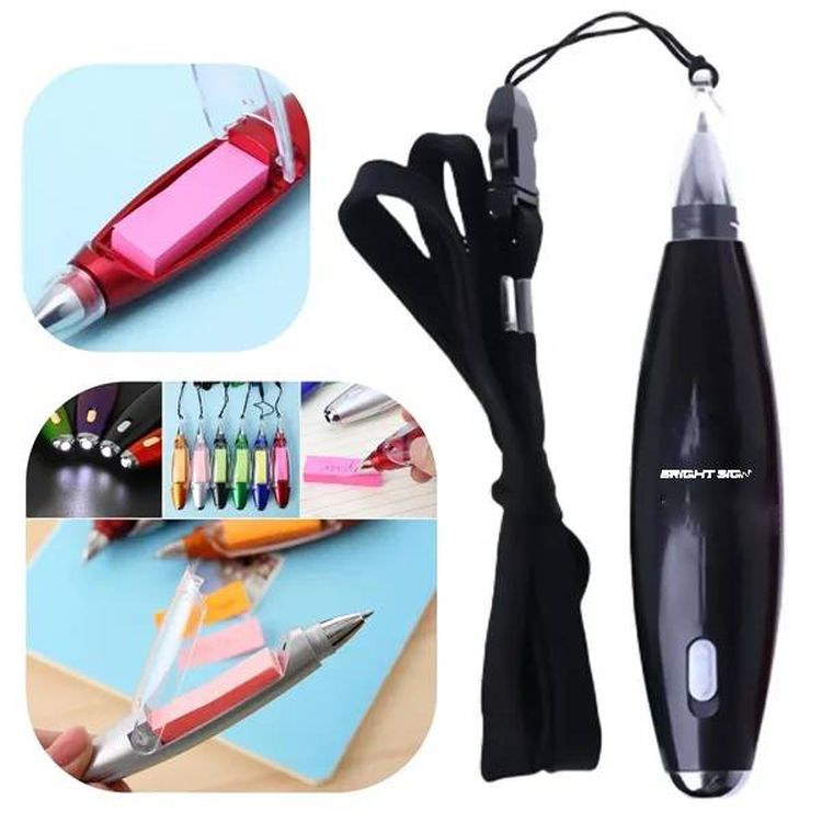 LED Ballpoint Pen with Sticky Note Pad and Lanyard 1