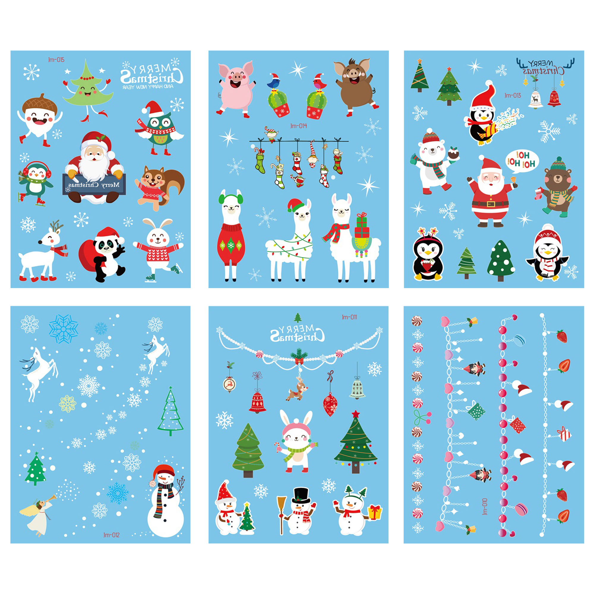 Christmas Cartoon Tattoo Sticker Sheet 3