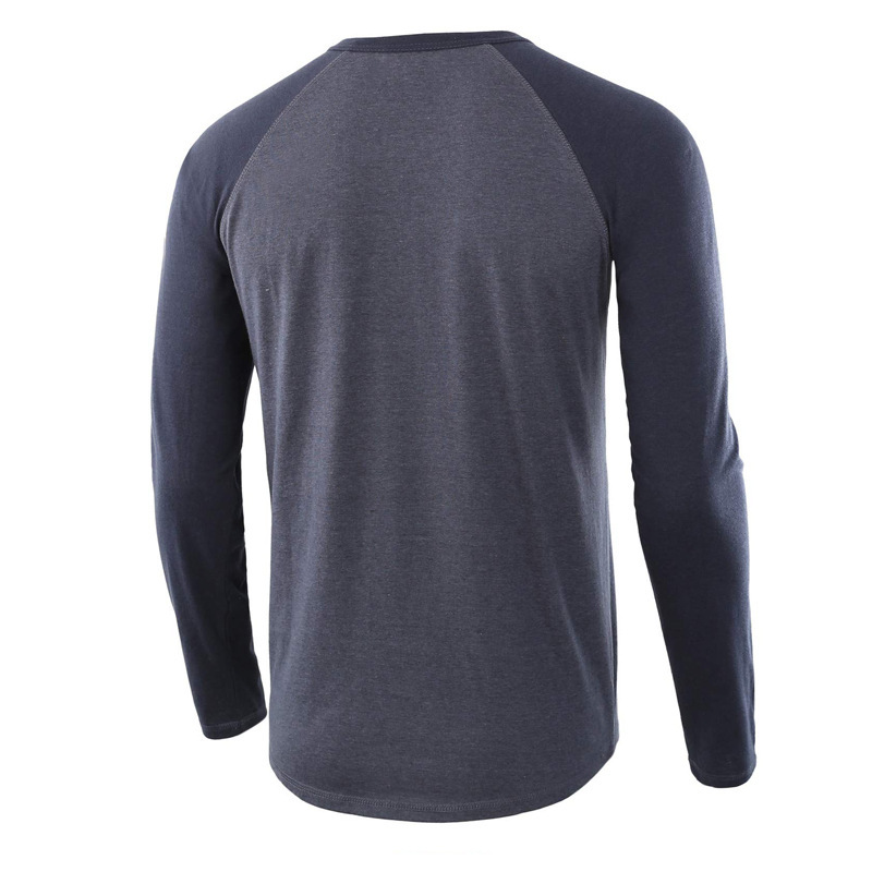 Mens Henley Long Sleeve T-Shirt Cotton Casual Shirt 7