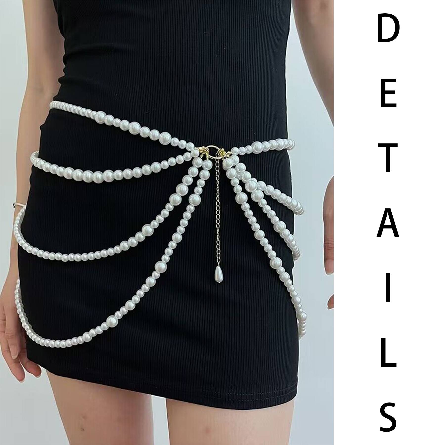 Alloy Multi-layered imitation pearl body chain 3