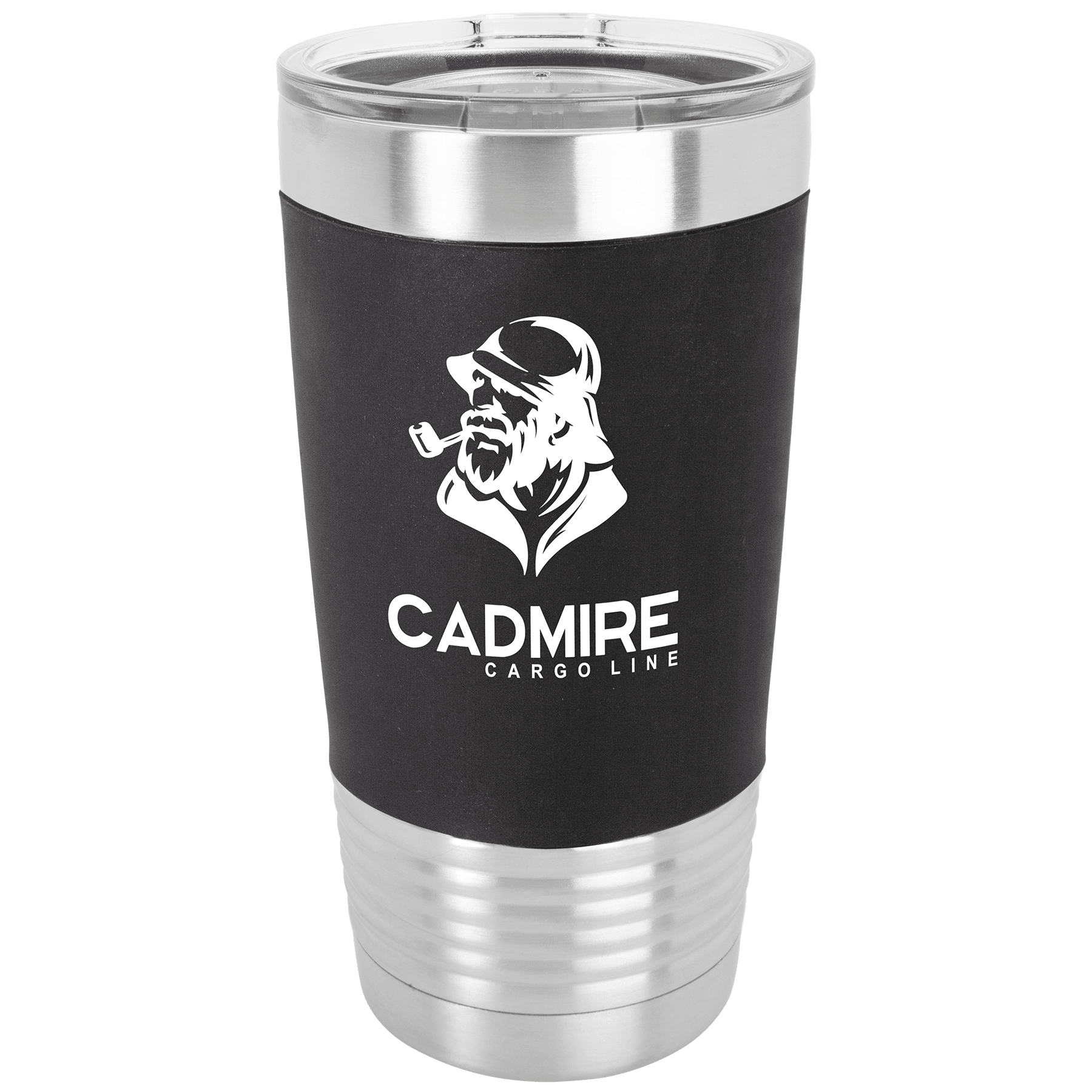 Polar Camel 20 oz. Black/White Tumbler with Silicone Grip and Clear Lid 2