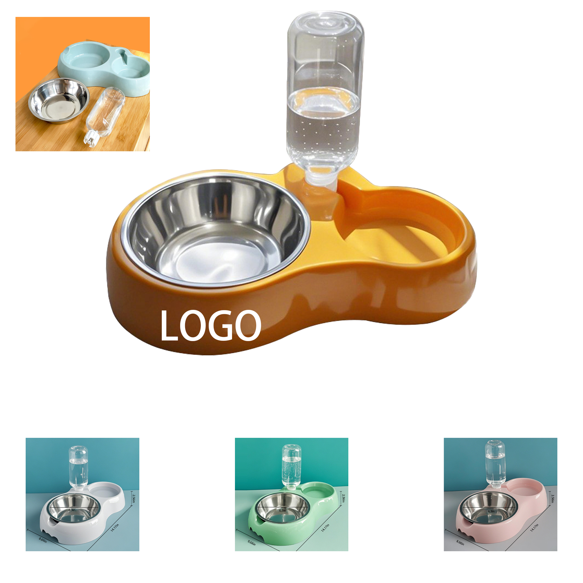 Stainless Steel Anti-Tip Pet Bowl Set 2