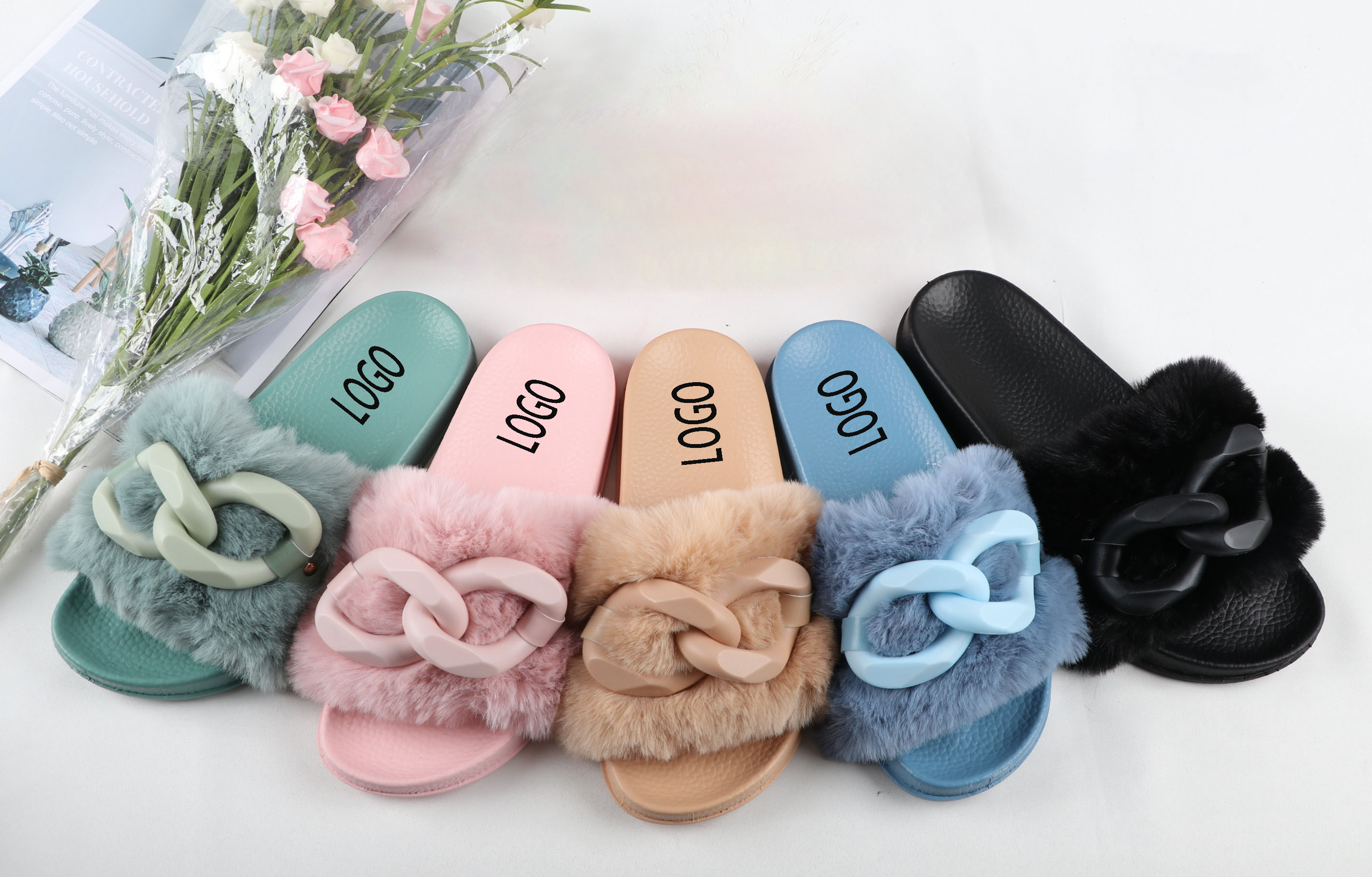Fuzzy Sandals Slippers Soft Slides Flat for Indoor/Outdoor 2