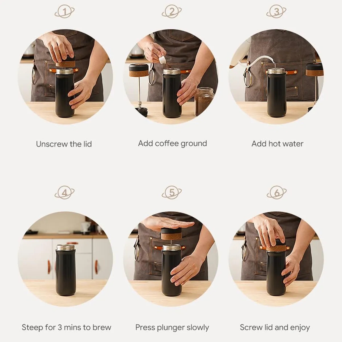 Portable French Press Car-Go Coffee Maker Insulated Bottle 3