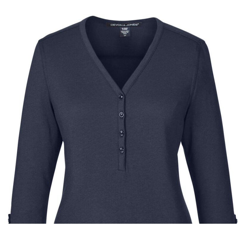 Devon & Jones Ladies' Perfect Fit™ Y-Placket Convertible Sleeve Knit Top 15