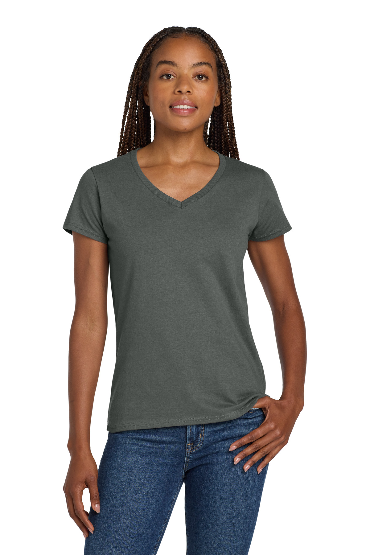Gildan Women's Heavy Cotton 100% Cotton V-Neck T-Shirt. 5V00L 41