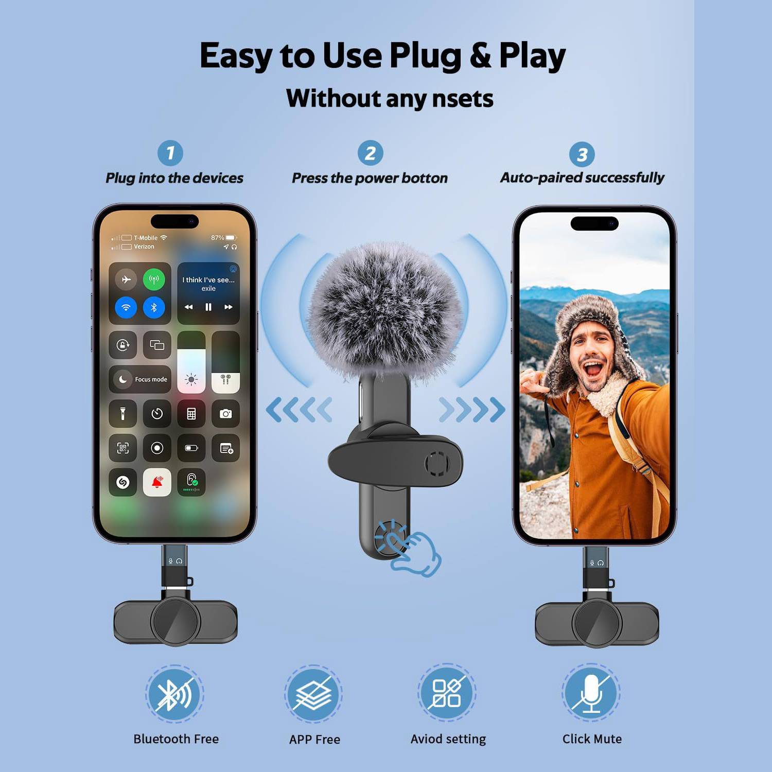 Professional Wireless Lavalier Lapel Microphone for iPhone 4