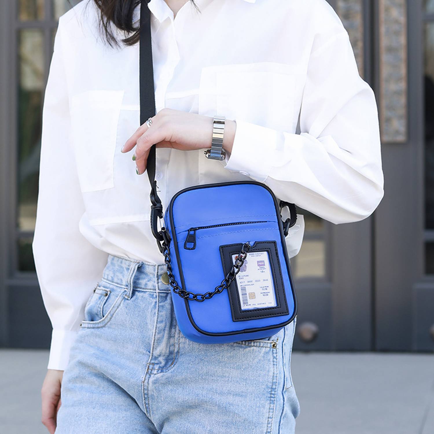 Oxford Crossbody Bag With Chain 7