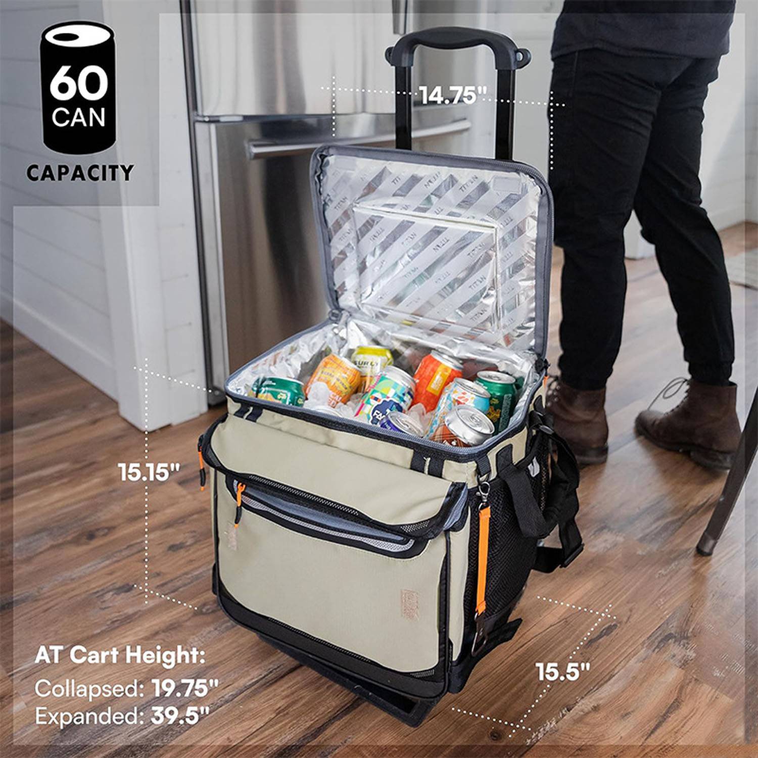 60-Can Insulated Trolley Cooler Bag with Wheels 2