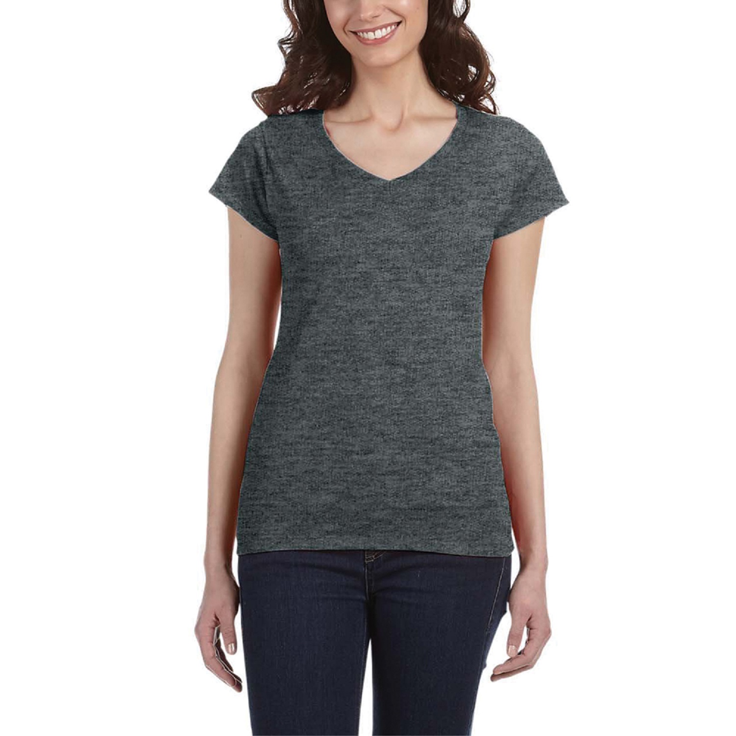 Ladies Preshrunk Cotton V-Neck T-Shirt 7