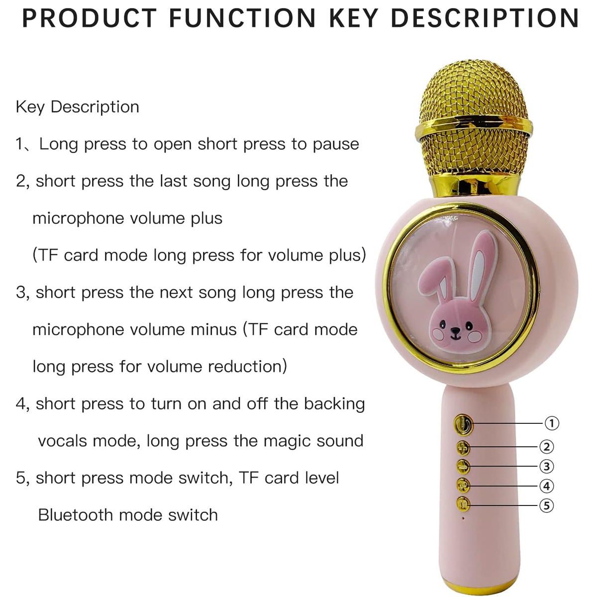 Kids Wireless Wireless Microphone - Cute Bunny Design 2