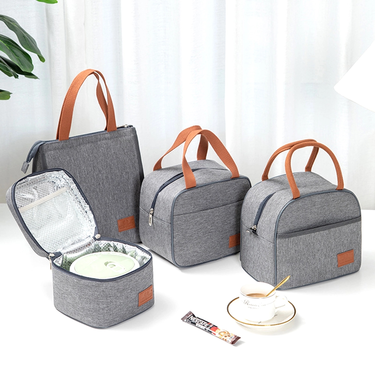 Oxford Insulated Lunch Bag Shoulder Girdle Gray 2