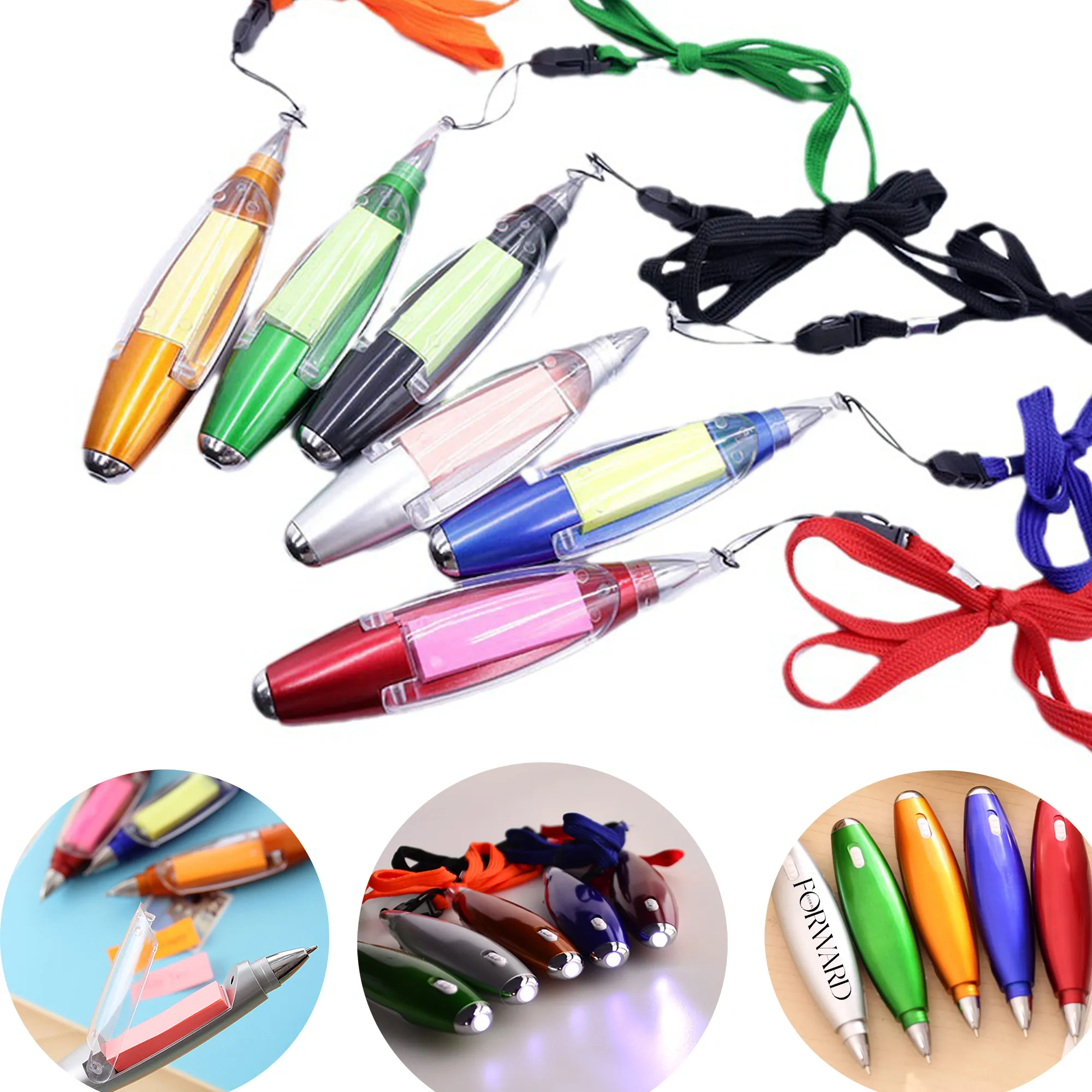 Ballpoint Pen with Light, Note Stickers, for School Office
