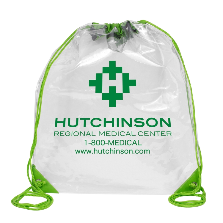 13" W x 16" H - "Everest" Tall Clear Drawstring Cinch Pack Backpack 19