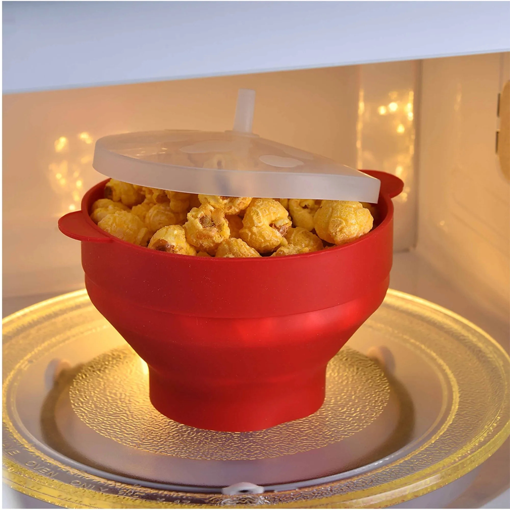 Collapsible Silicone Popcorn Bowl Bucket With Lid 3