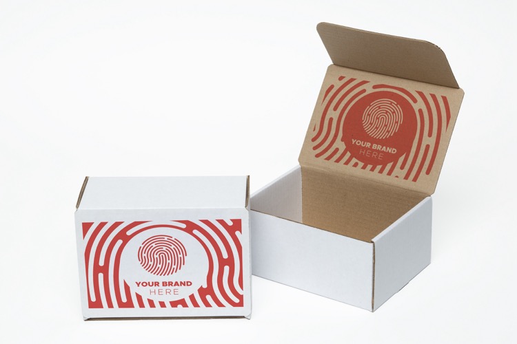 One Color White Display Mailer Box w/2 Sided Imprint (8" x 6" x 4")