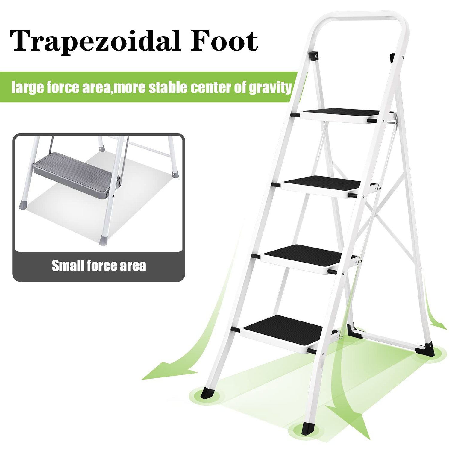White Anti-Slip Four-Step Folding Ladder 5