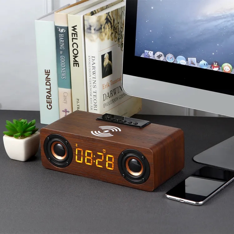 Wooden Bluetooth Speaker With Wireless Charger 3