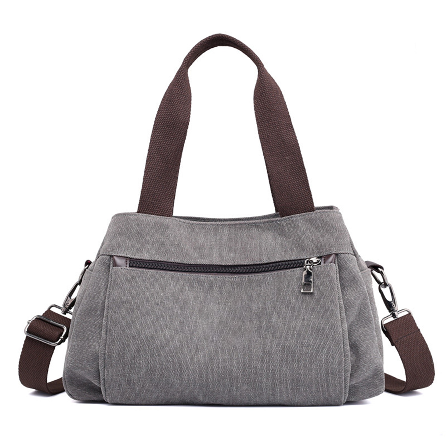 Zippered Canvas Tote Bag With Shoulder Strap 6
