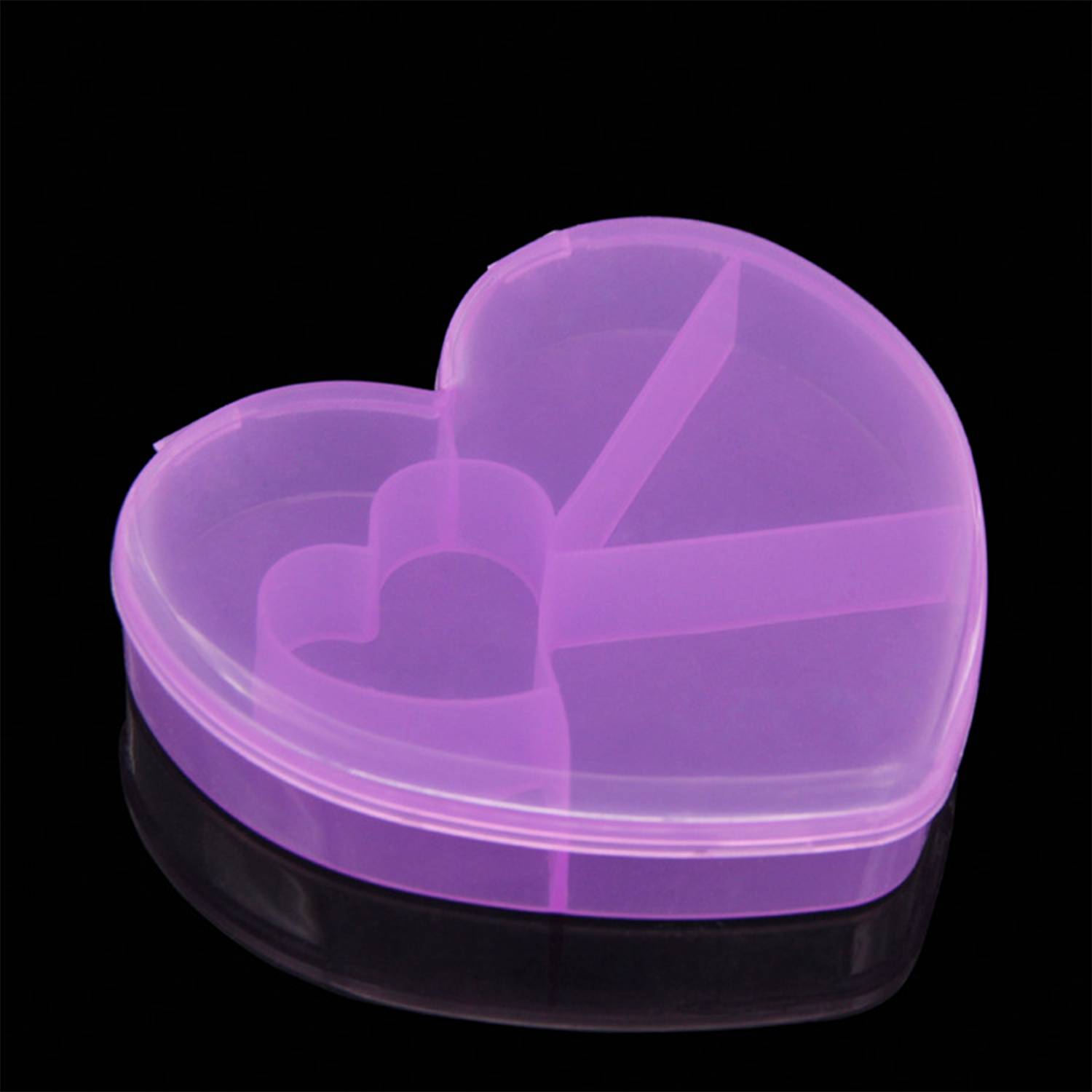5 Compartments Clear Plastic Heart Shaped Organizer 6
