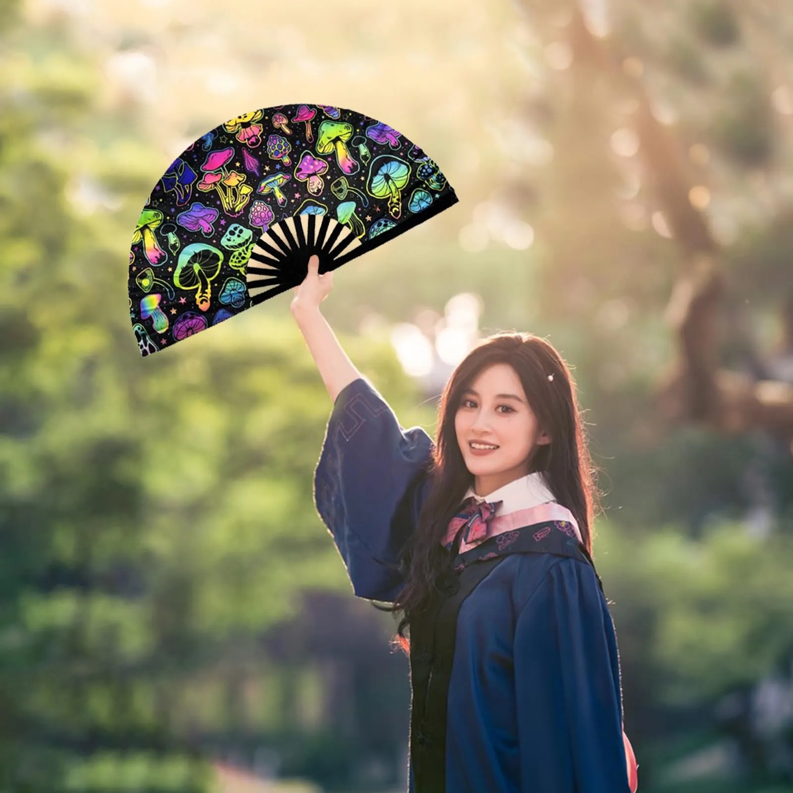 Large Folding Hand Rave Fan Clack Handheld for Line Dancing 12