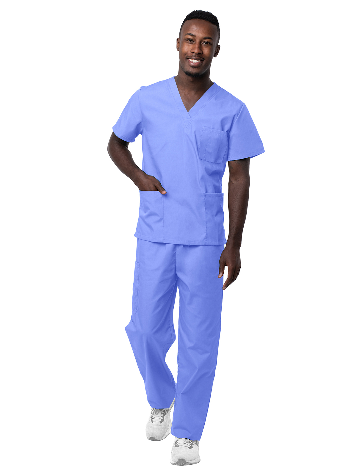 Adar - Sivvan - Unisex V-Neck Top Drawstring Pant Scrub Set 11