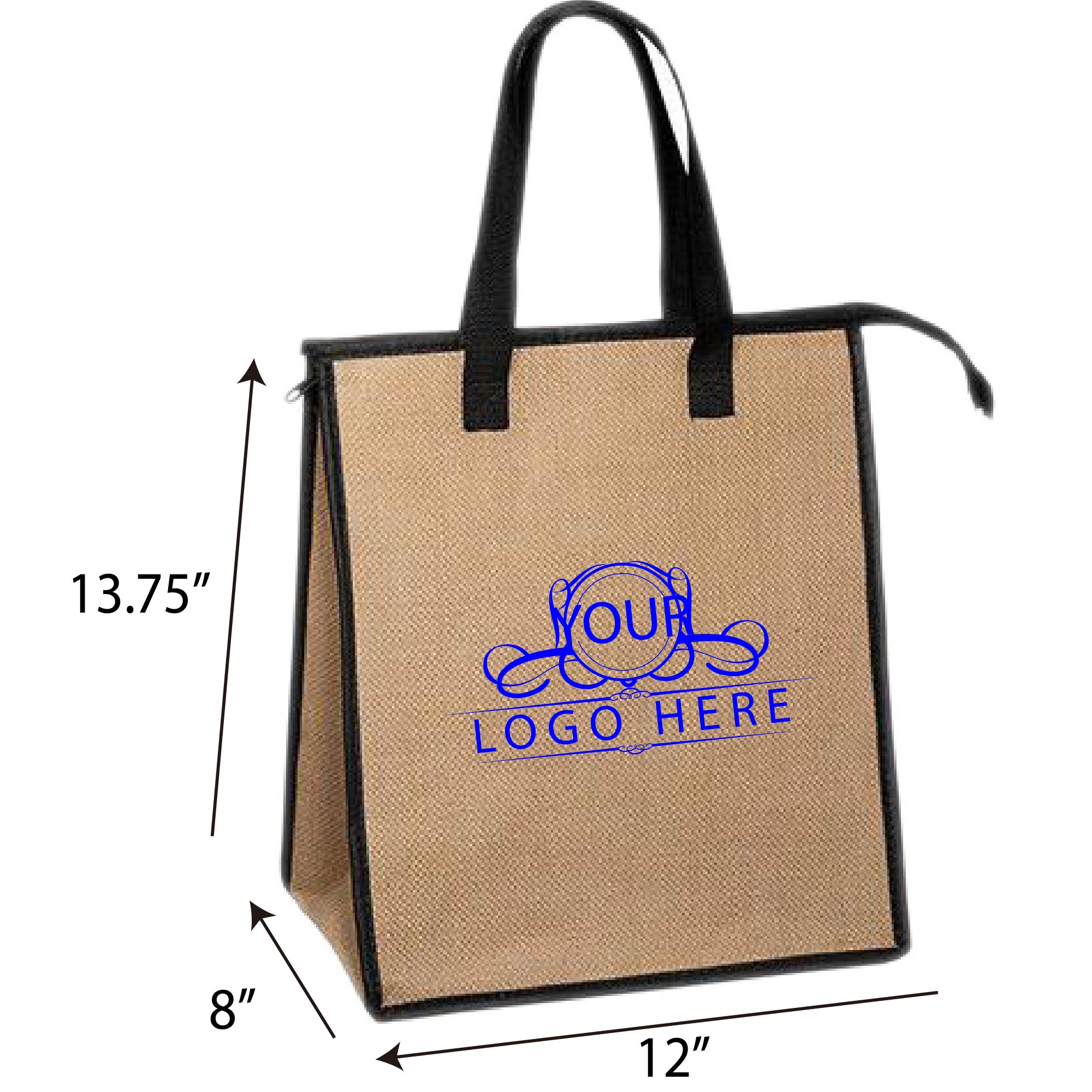 Insulated Jute Cooler Tote w/ Zipper 2