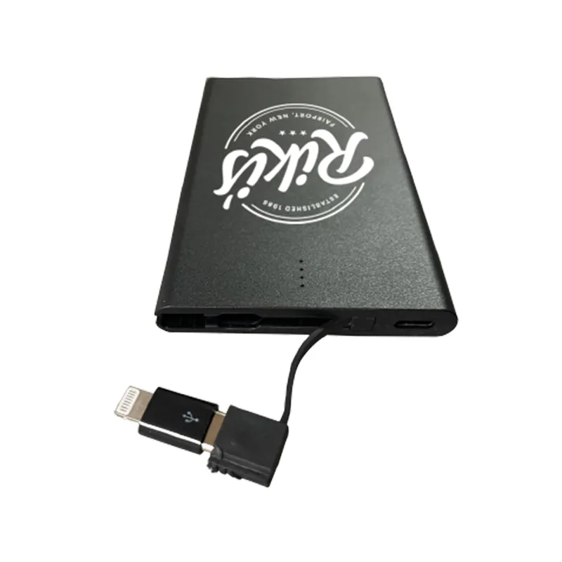 US STOCK-2500mAh Slim Power Bank with Built-in Cable 2