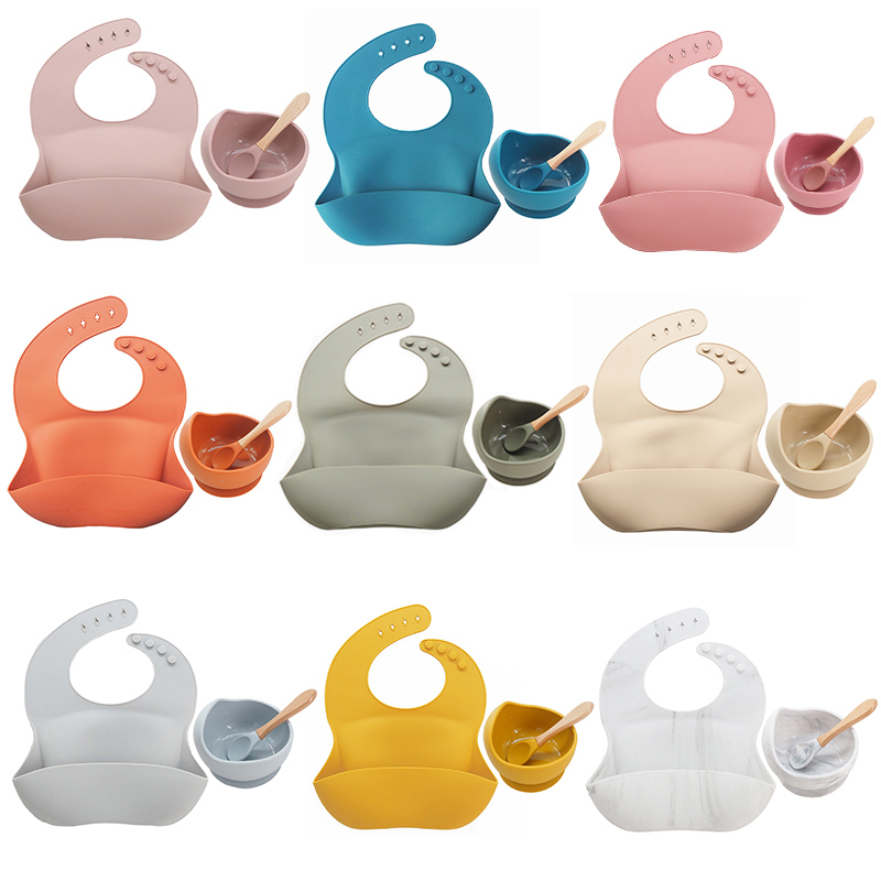 Baby Feeding Utensils Bib Silicone Suction Bowl 3