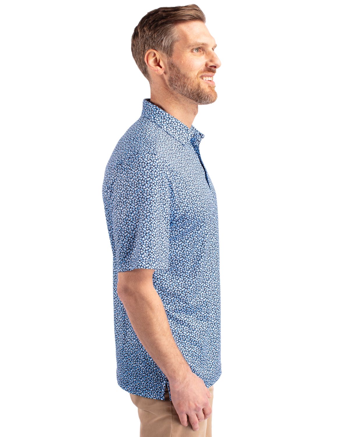 Pike Magnolia Print Stretch Mens Polo