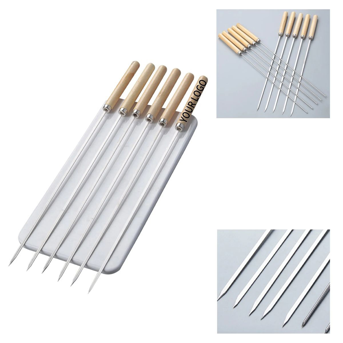 Flat Stainless Steel Skewer for BBQ Grilling 2