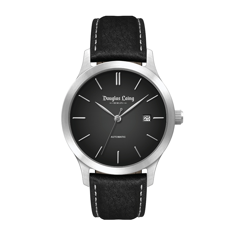 WC2212 40MM STEEL SILVER CASE, 3 HAND "AUTOMATIC" MVMT, DTE DISPLAY, BLACK DIAL, SEE THROUGH BACK, LEATHER