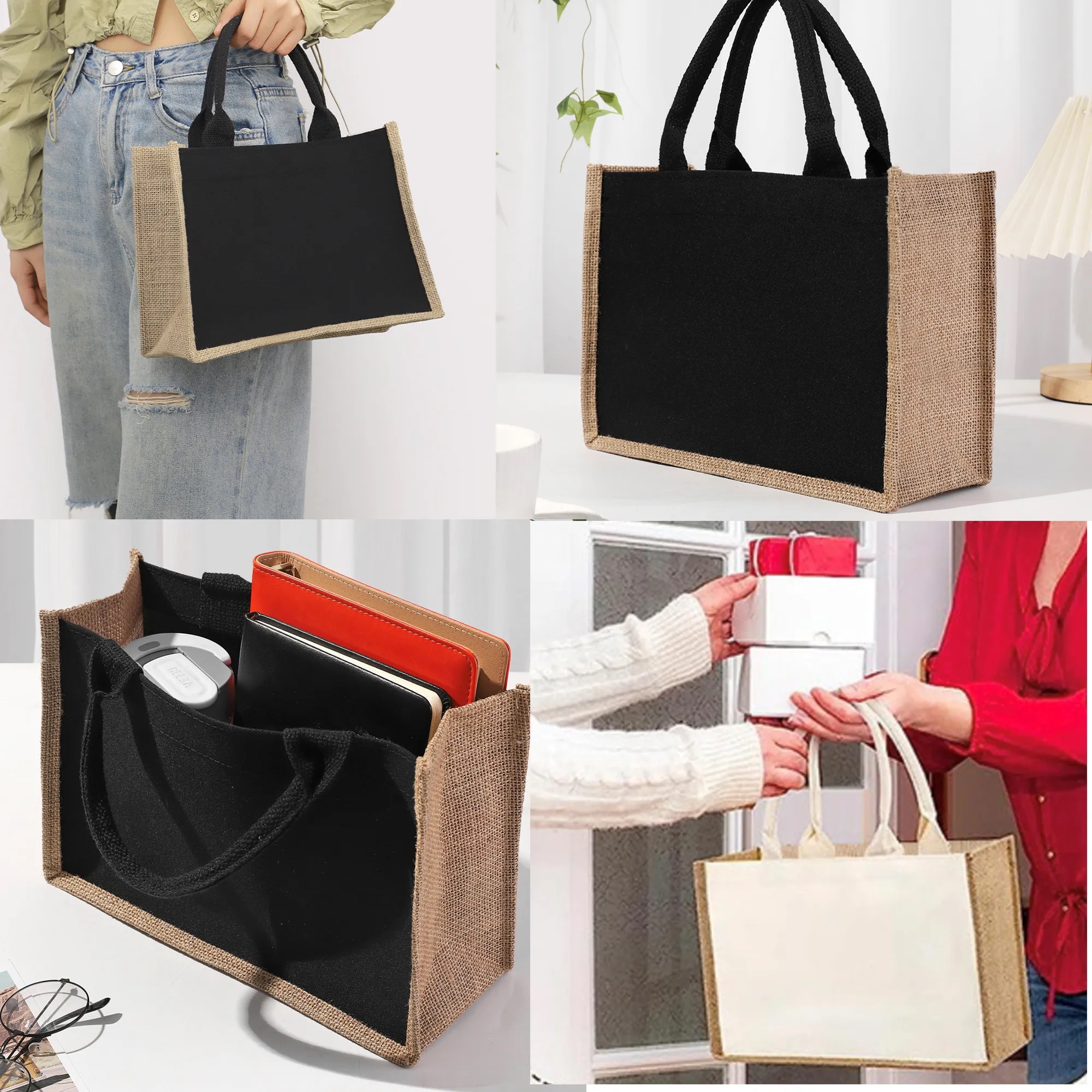 Burlap Canvas Tote Bag 3