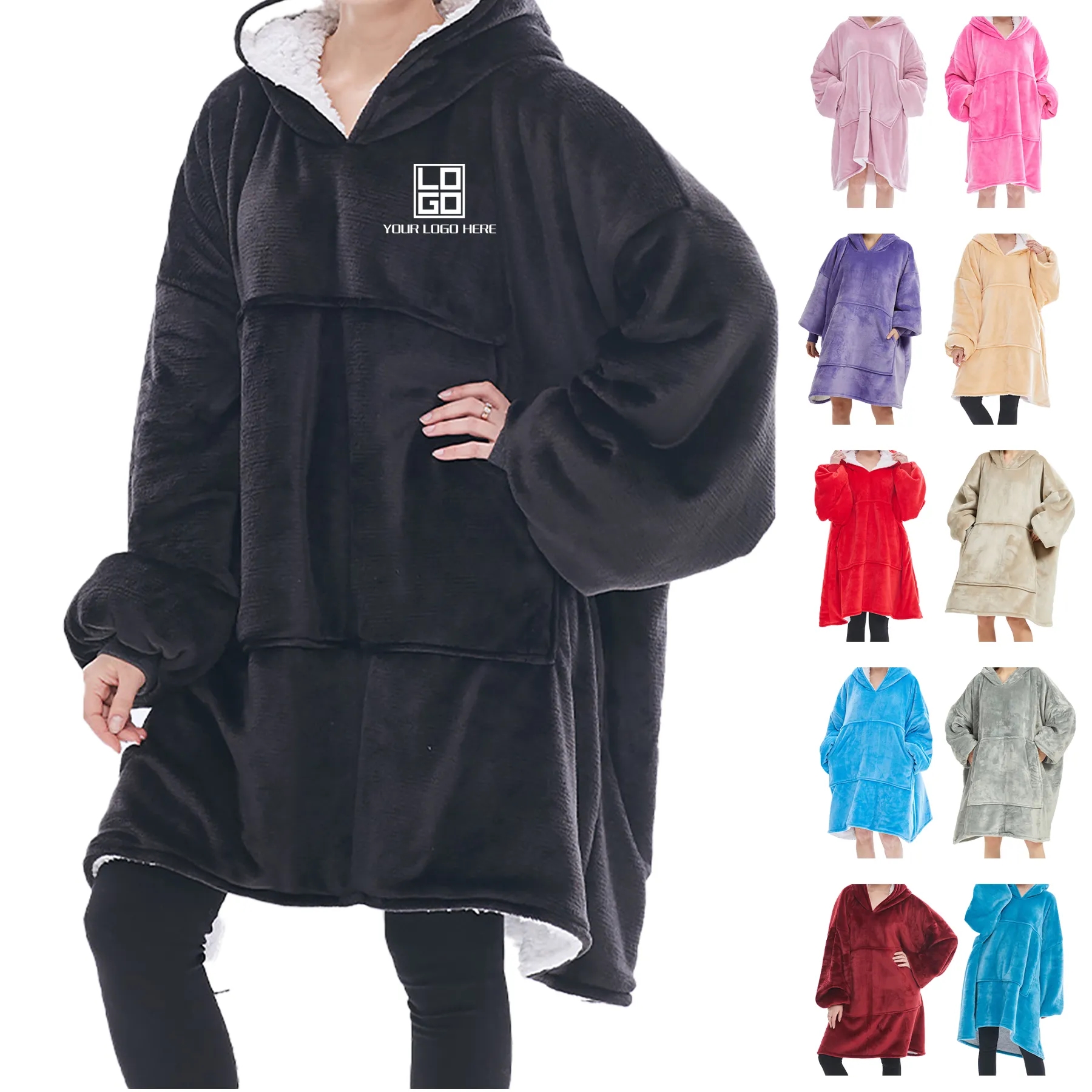 Flannel Hooded Lazy Blanket